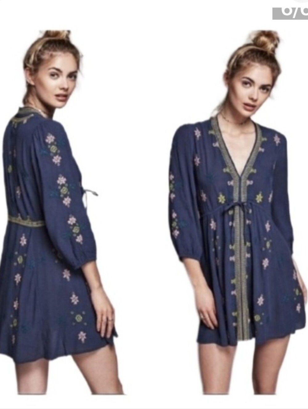 Free People Stargazer EmbroideredTunic/Mini Dress.    Size L